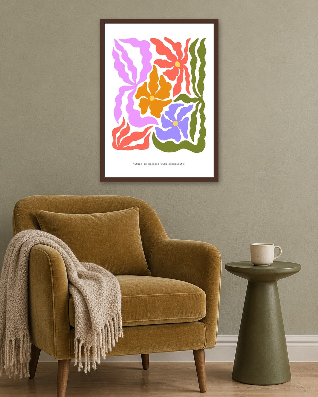 SENT Studio - Blooming Flowers Poster No. 12 - dark oak frame in a room