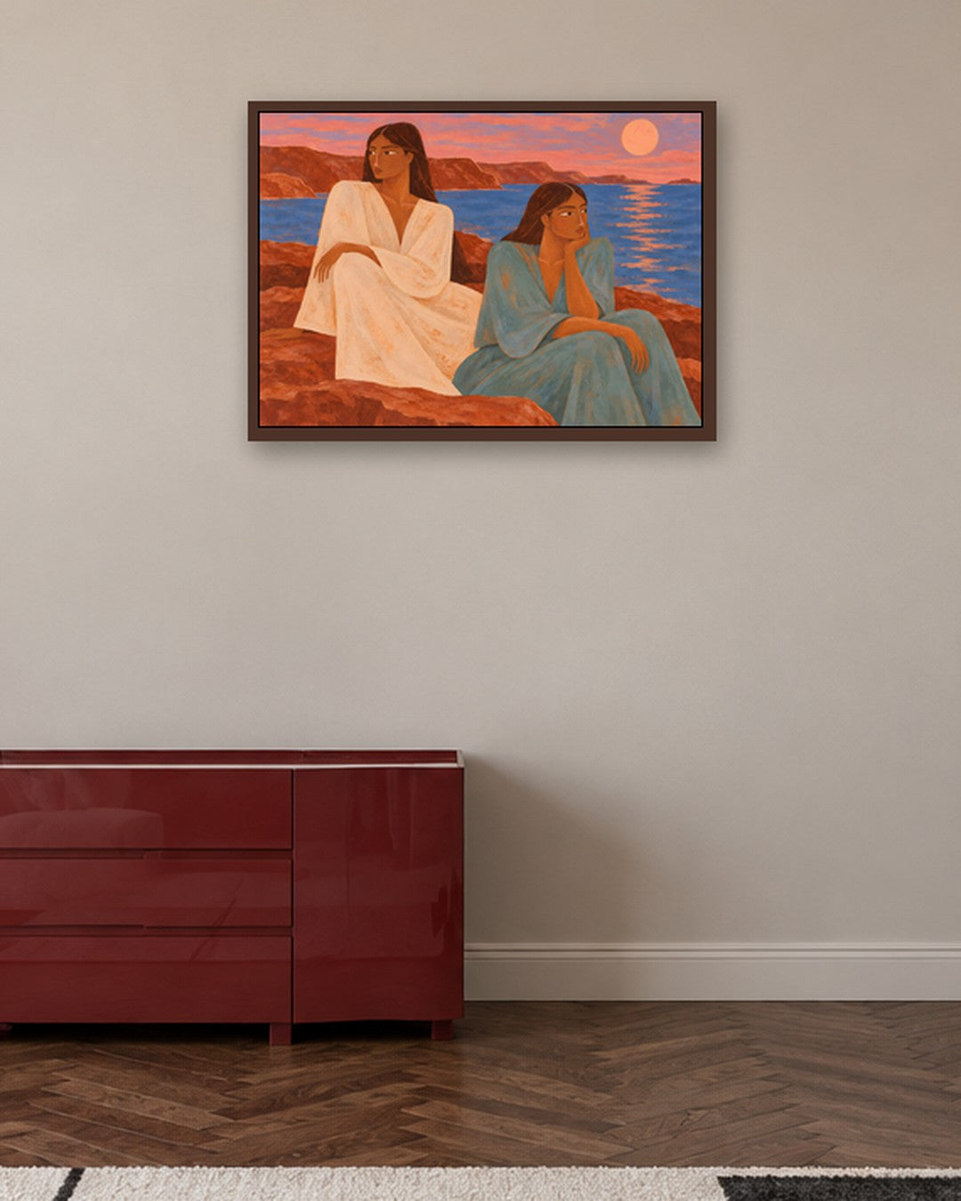 Alice Fray - Twilight Reflection - dark oak frame in a room