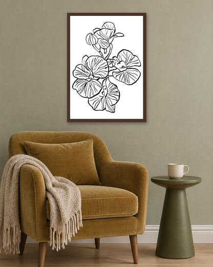 SENT Studio - Blooming Flowers Poster No. 8 - dark oak frame in a room