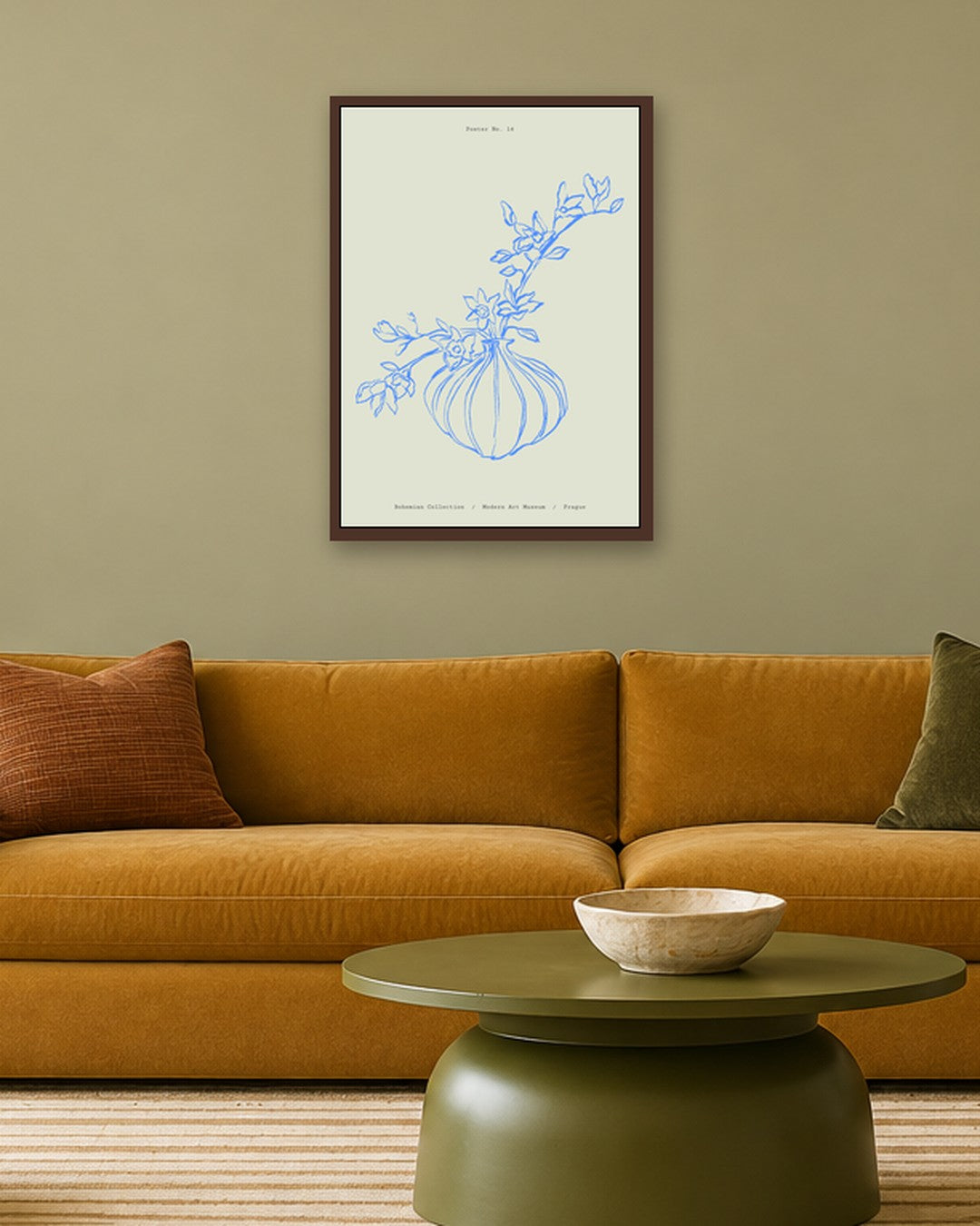 SENT Studio - Blooming Flowers Poster No. 14 - dark oak frame in a room