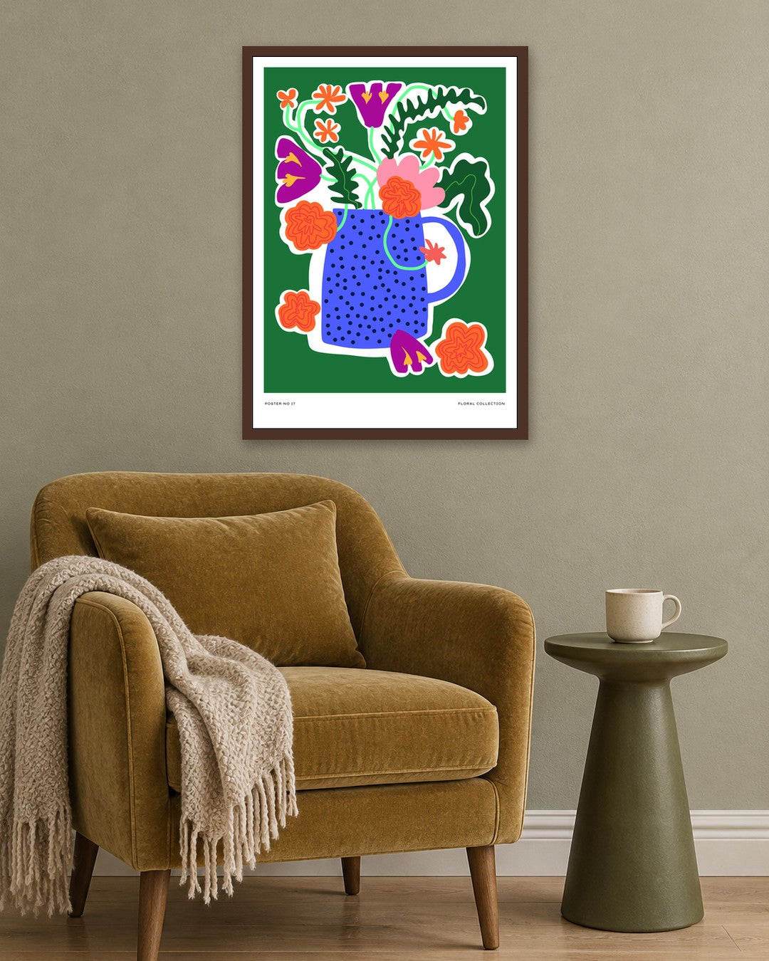 SENT Studio - Aesthetic Poster No. 17 - dark oak frame in a room