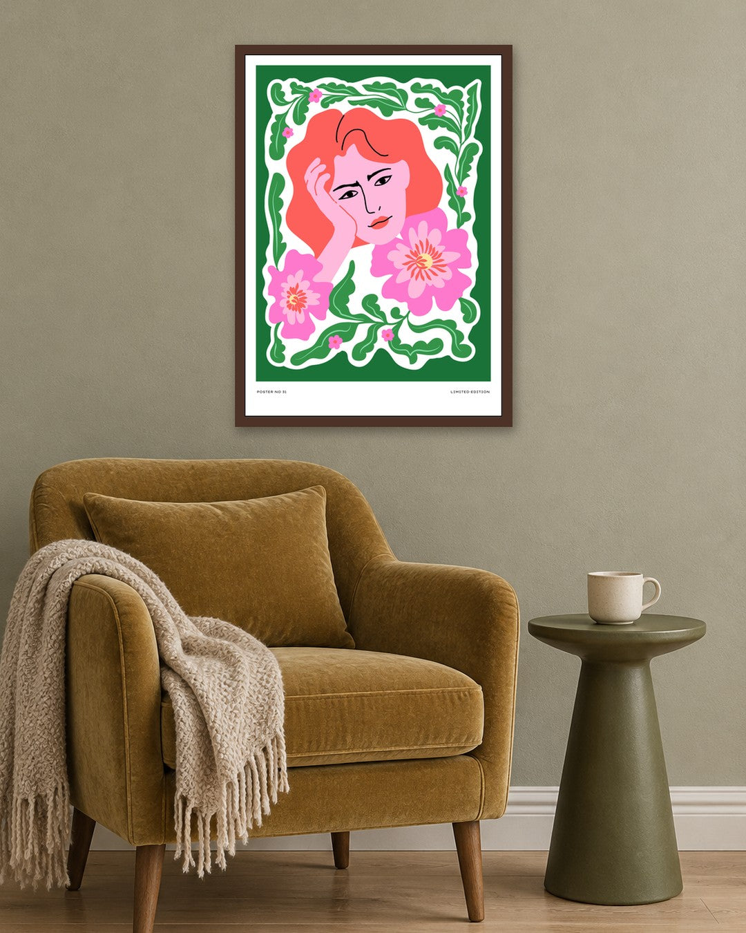 SENT Studio - Aesthetic Poster No. 31 - dark oak frame in a room