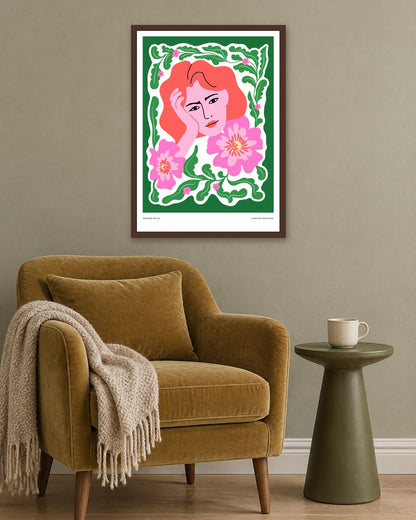 SENT Studio - Aesthetic Poster No. 31 - dark oak frame in a room