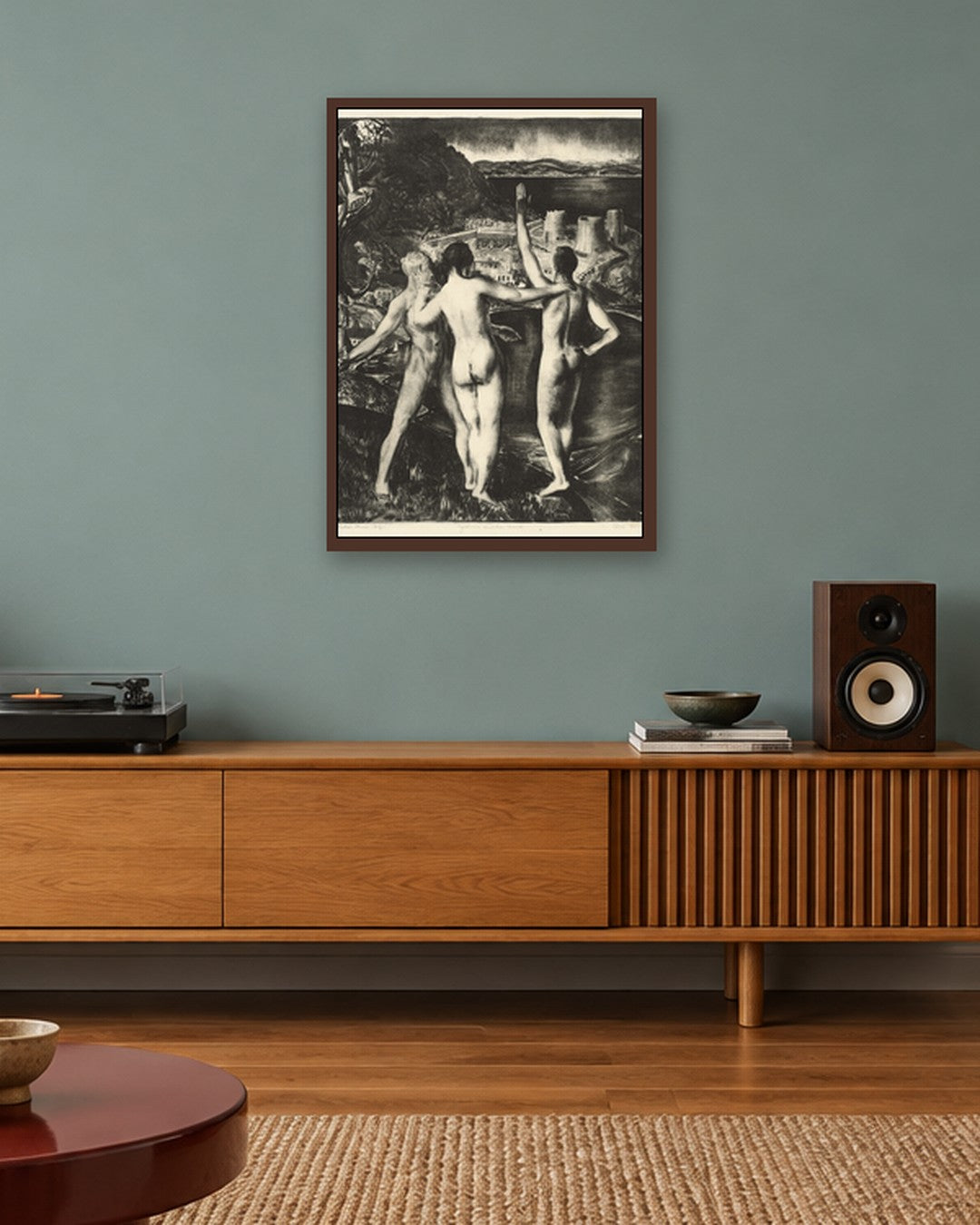 Lychnis and Her Sons - dark oak frame in a room