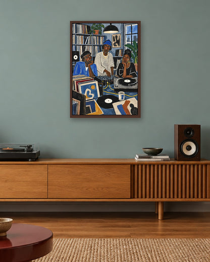 John Smart - Vinyl Club - dark oak frame in a room