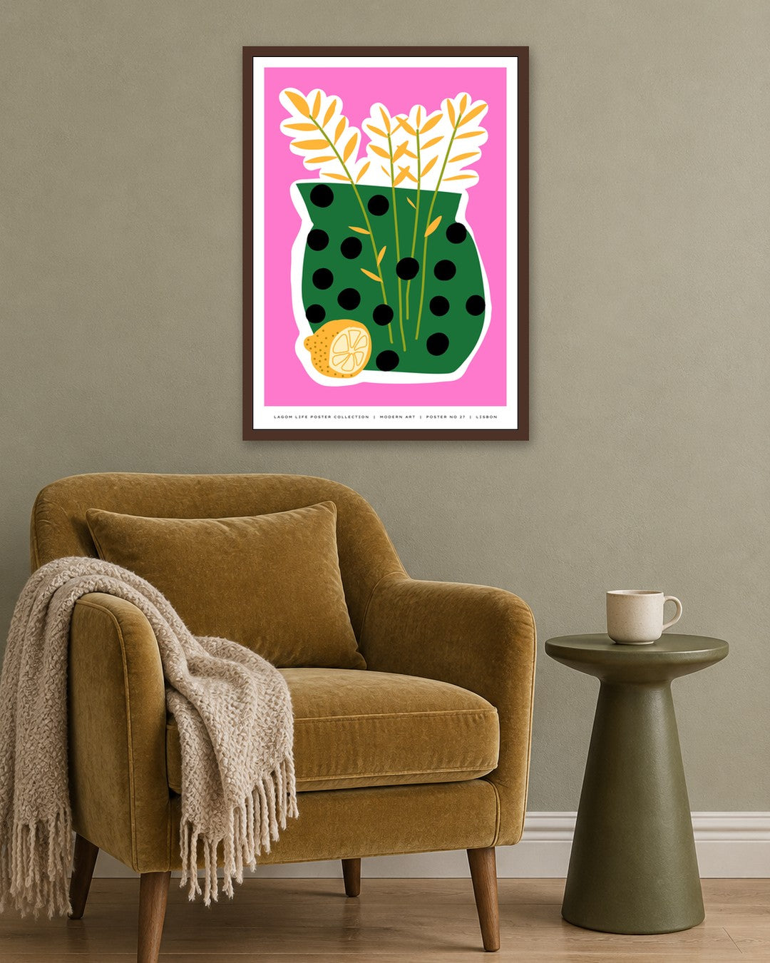 SENT Studio - Aesthetic Poster No. 27 - dark oak frame in a room