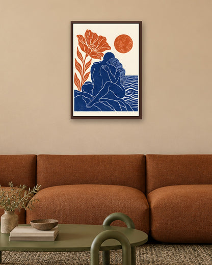 Yavr Johanssen - Embrace by the Moonlit Sea - dark oak frame in a room