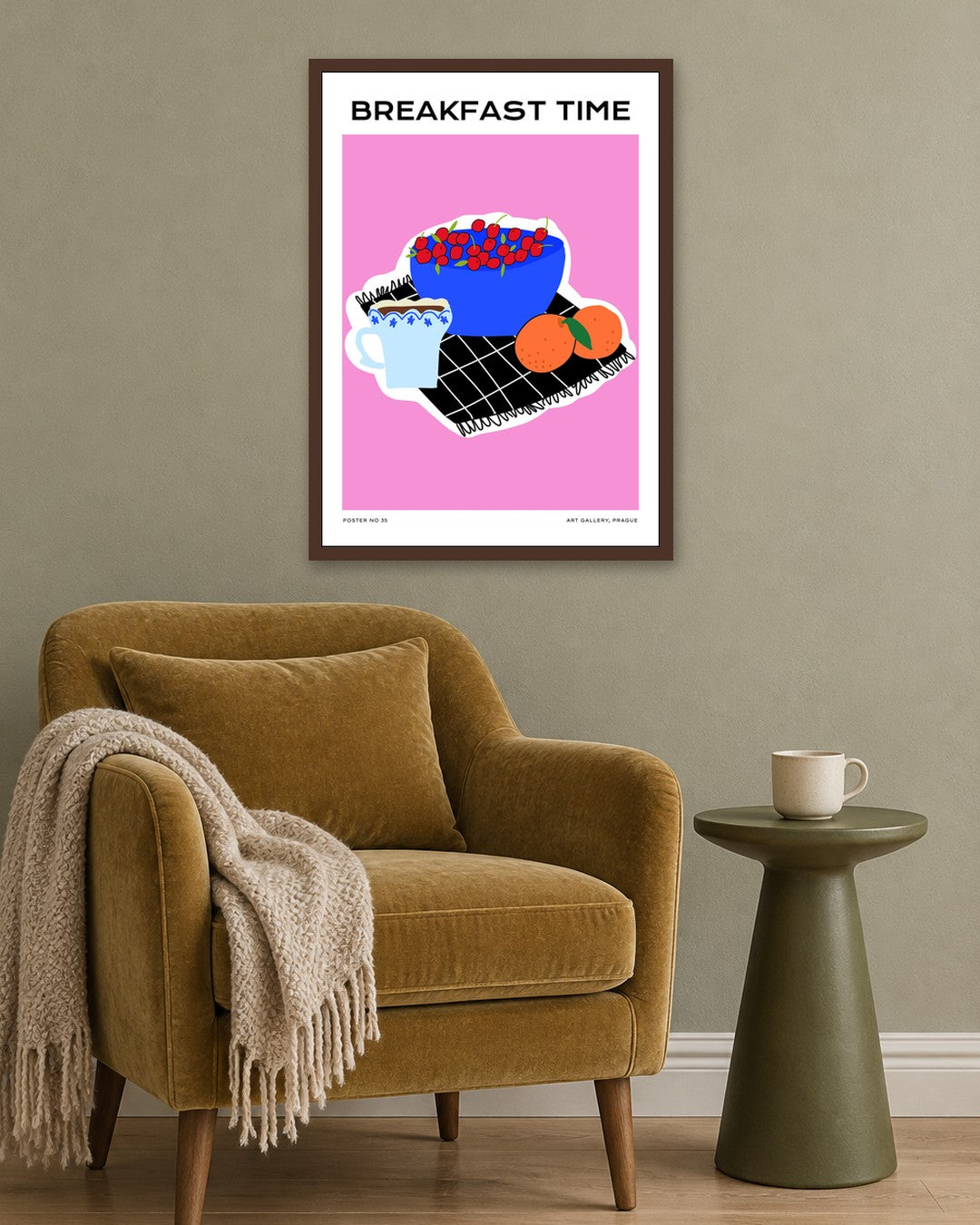 SENT Studio - Aesthetic Poster No. 35 - dark oak frame in a room