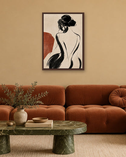 Hilary Ward - Ink Silhouette - dark oak frame in a room