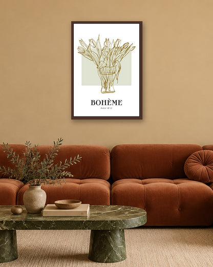 SENT Studio - Blooming Flowers Poster No. 11 - dark oak frame in a room