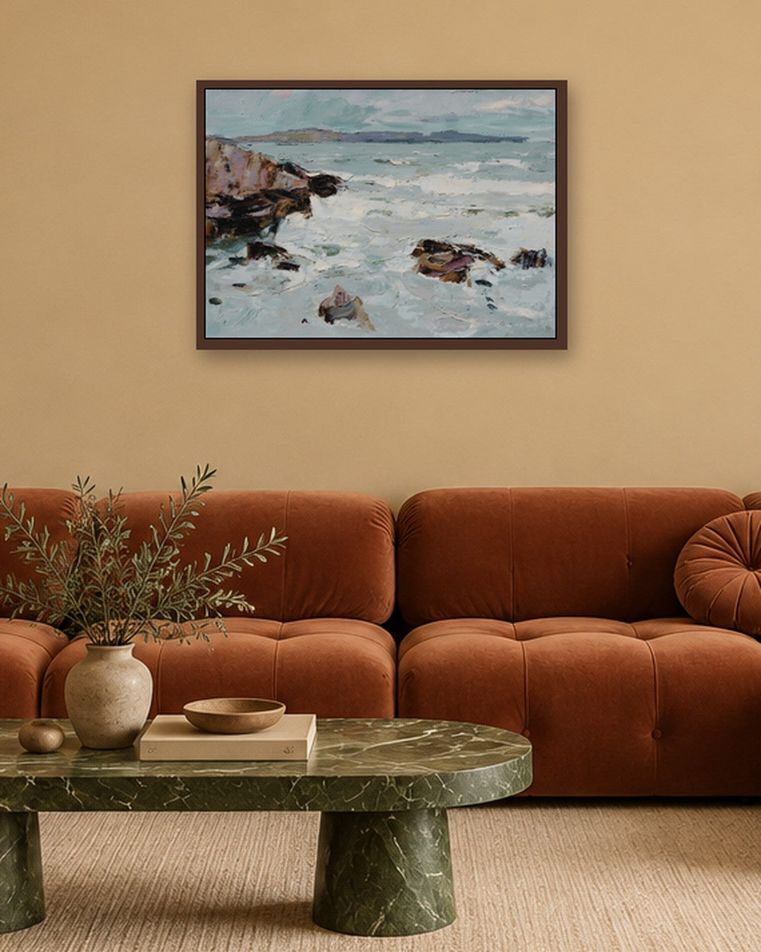 Coastal Rocks - dark oak frame in a room