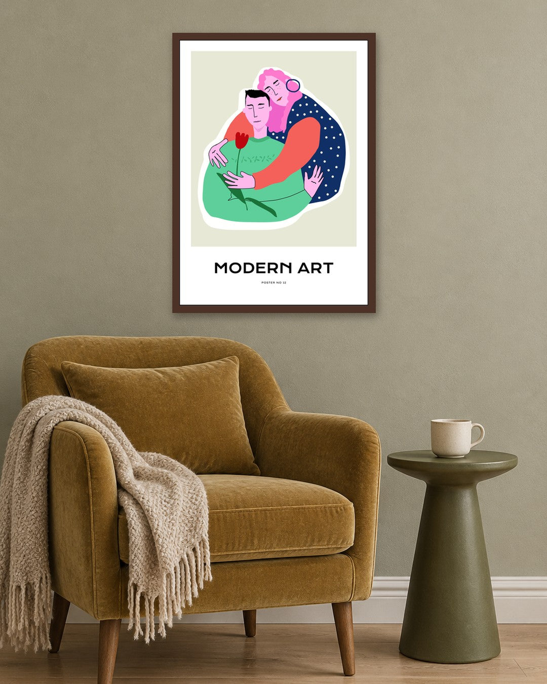 SENT Studio - Aesthetic Poster No. 12 - dark oak frame in a room