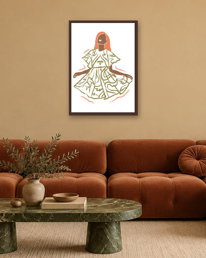 SENT Studio - Blooming Flowers Poster No. 57 - dark oak frame in a room