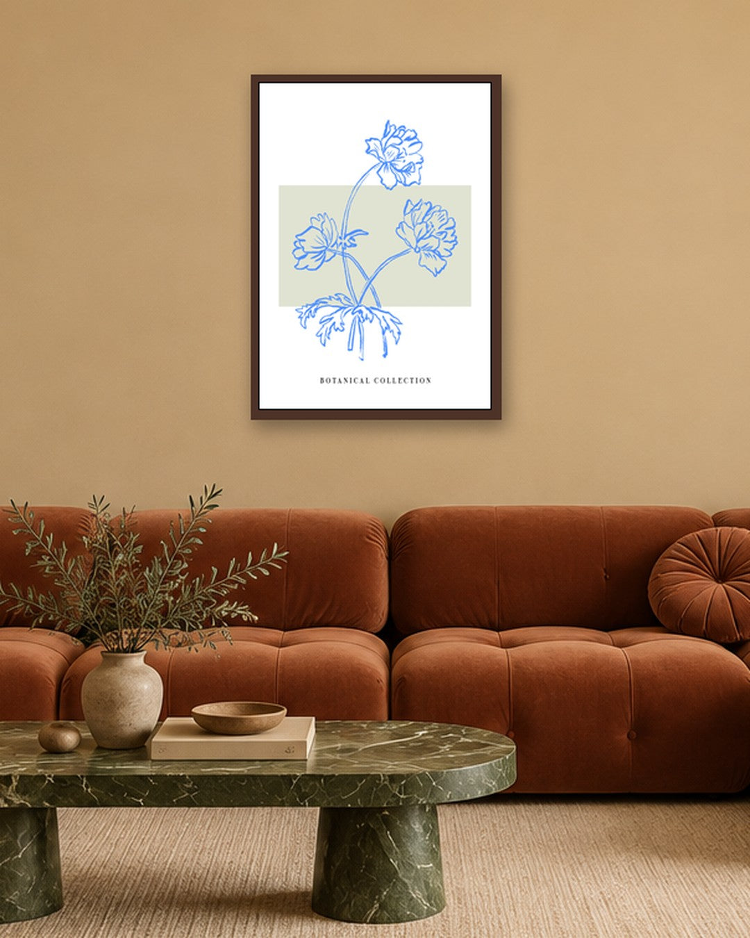 SENT Studio - Blooming Flowers Poster No. 51 - dark oak frame in a room