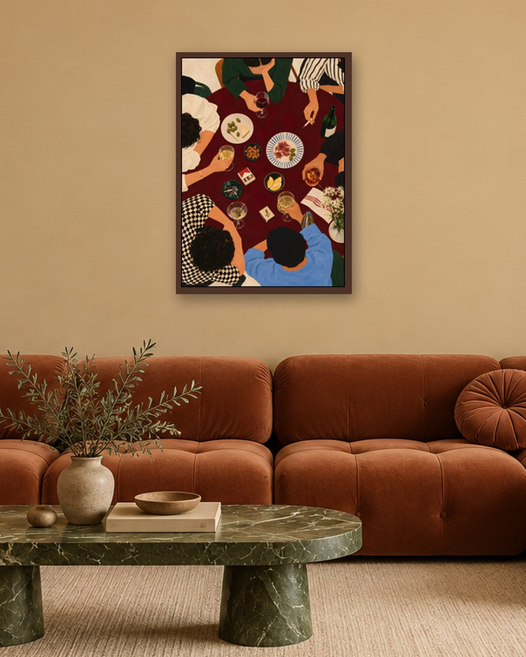 John Smart - Long Table - dark oak frame in a room