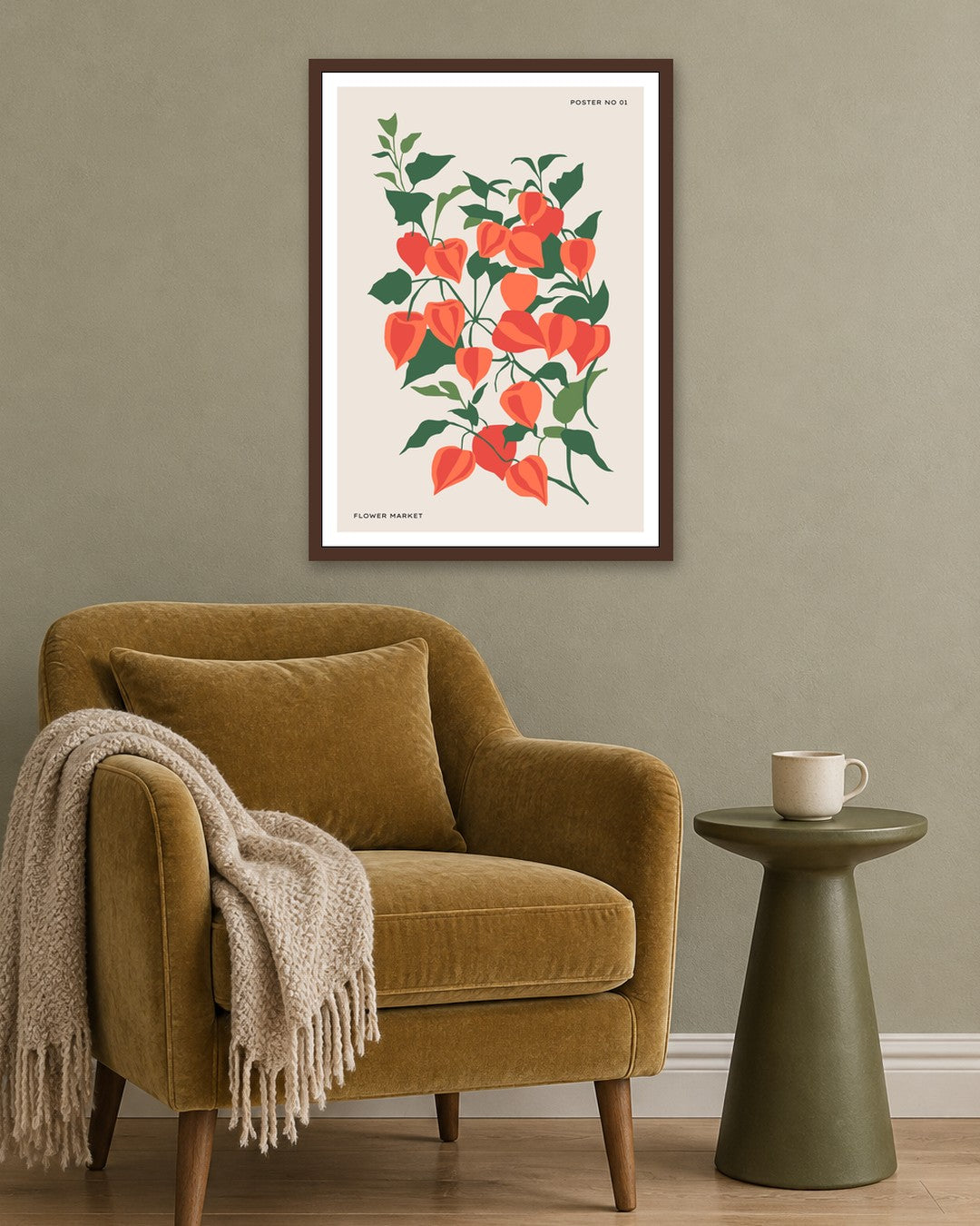 SENT Studio - Botanical Poster No. 37 - dark oak frame in a room