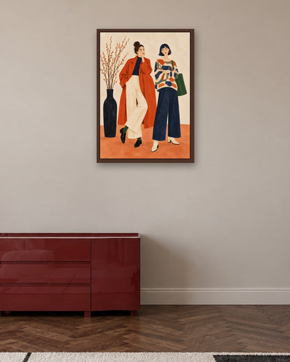 John Smart - Weekend Walkers - dark oak frame in a room