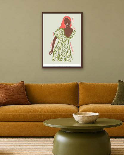 SENT Studio - Blooming Flowers Poster No. 4 - dark oak frame in a room