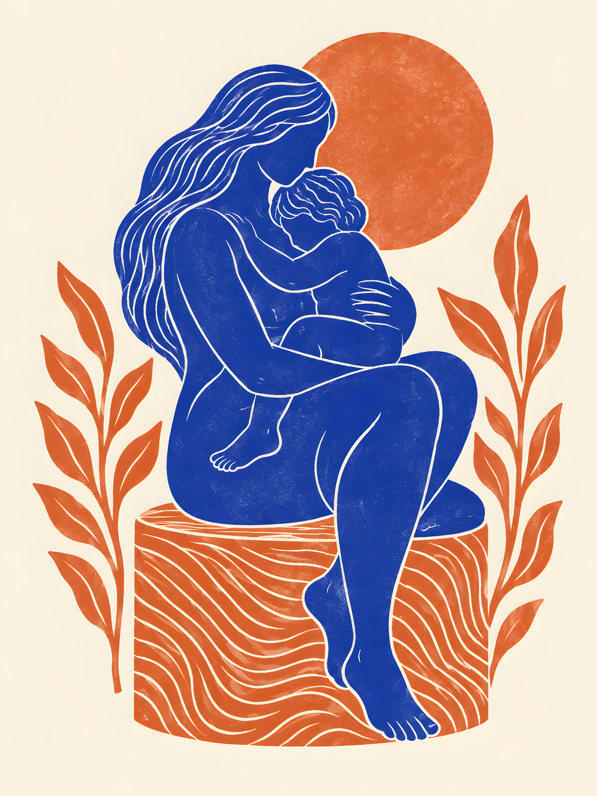 Yavr Johanssen - Linocut Embrace Beneath the Sun - original artwork