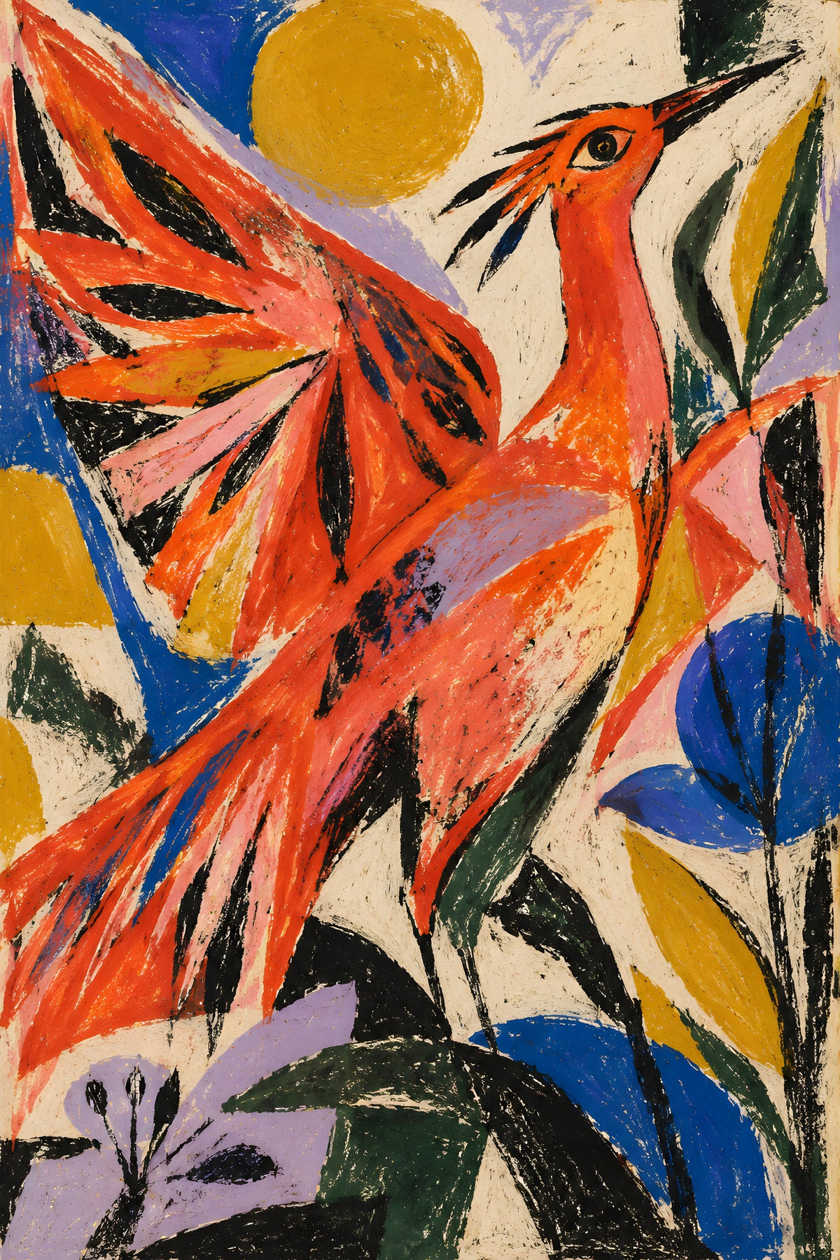 Faris Mcgee - A Bold Abstract Expressionist Oil Pastel Crayon P - original artwork