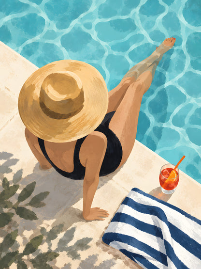 Jinna Jerre - Sunlit Poolside Retreat - original artwork