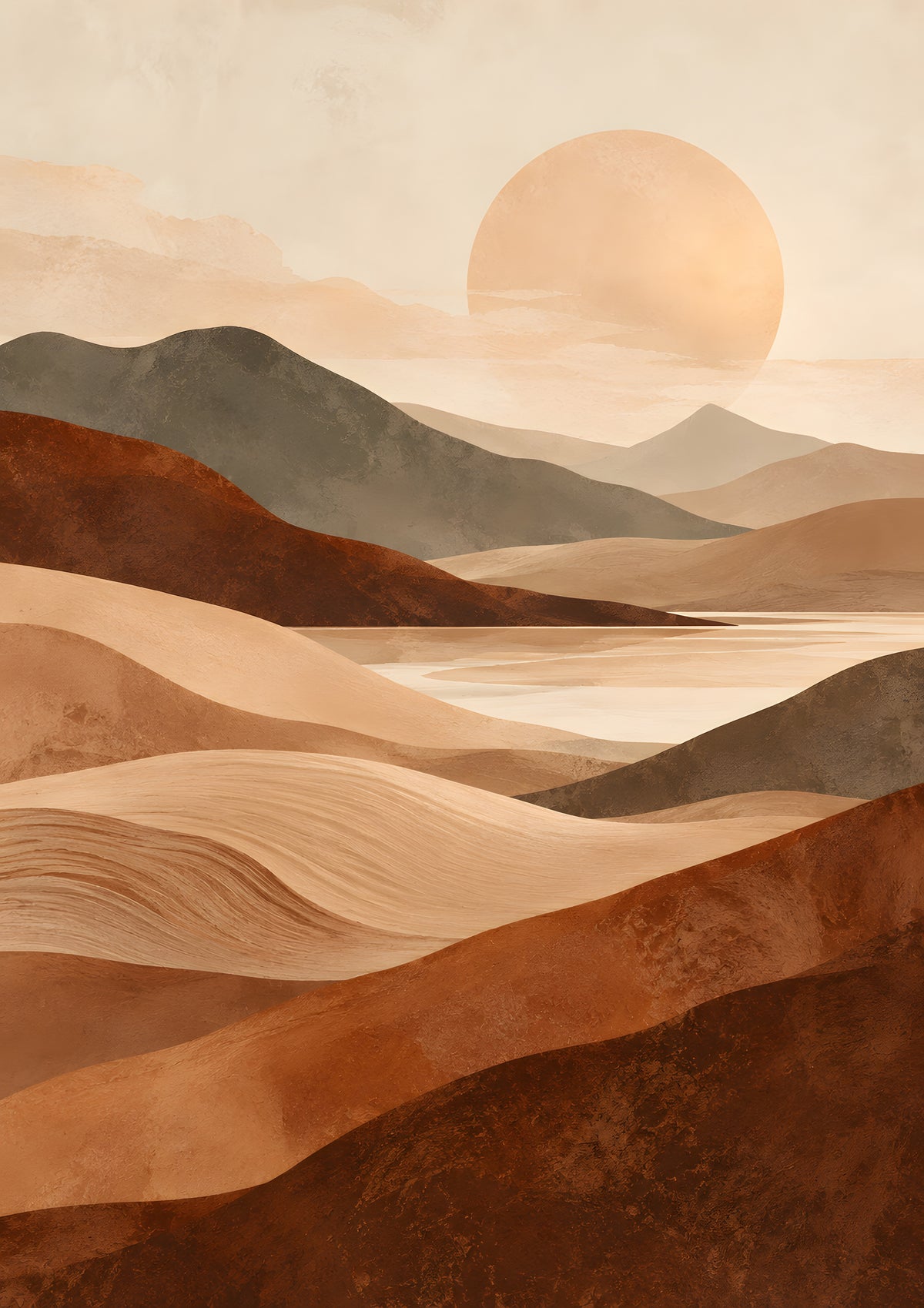 Jennet Hampsonn - Sunlit Abstract Desert Valleys - original artwork