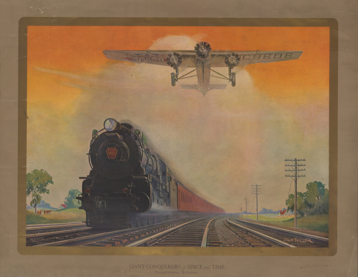 Pennsylvania Railroad - Giant Conquerors of Space and Time (1931) - original artwork