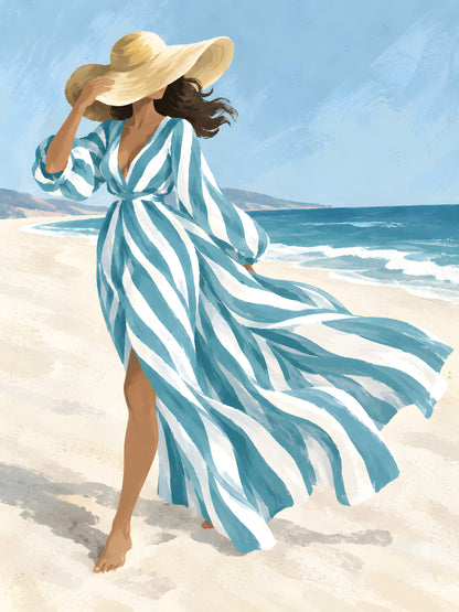 Jinna Jerre - Wind Swept Stroll by the Sea - original artwork