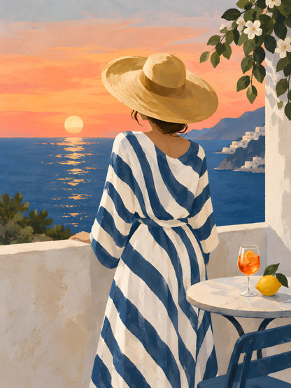 Jinna Jerre - Sunset Terrace by the Sea - original artwork