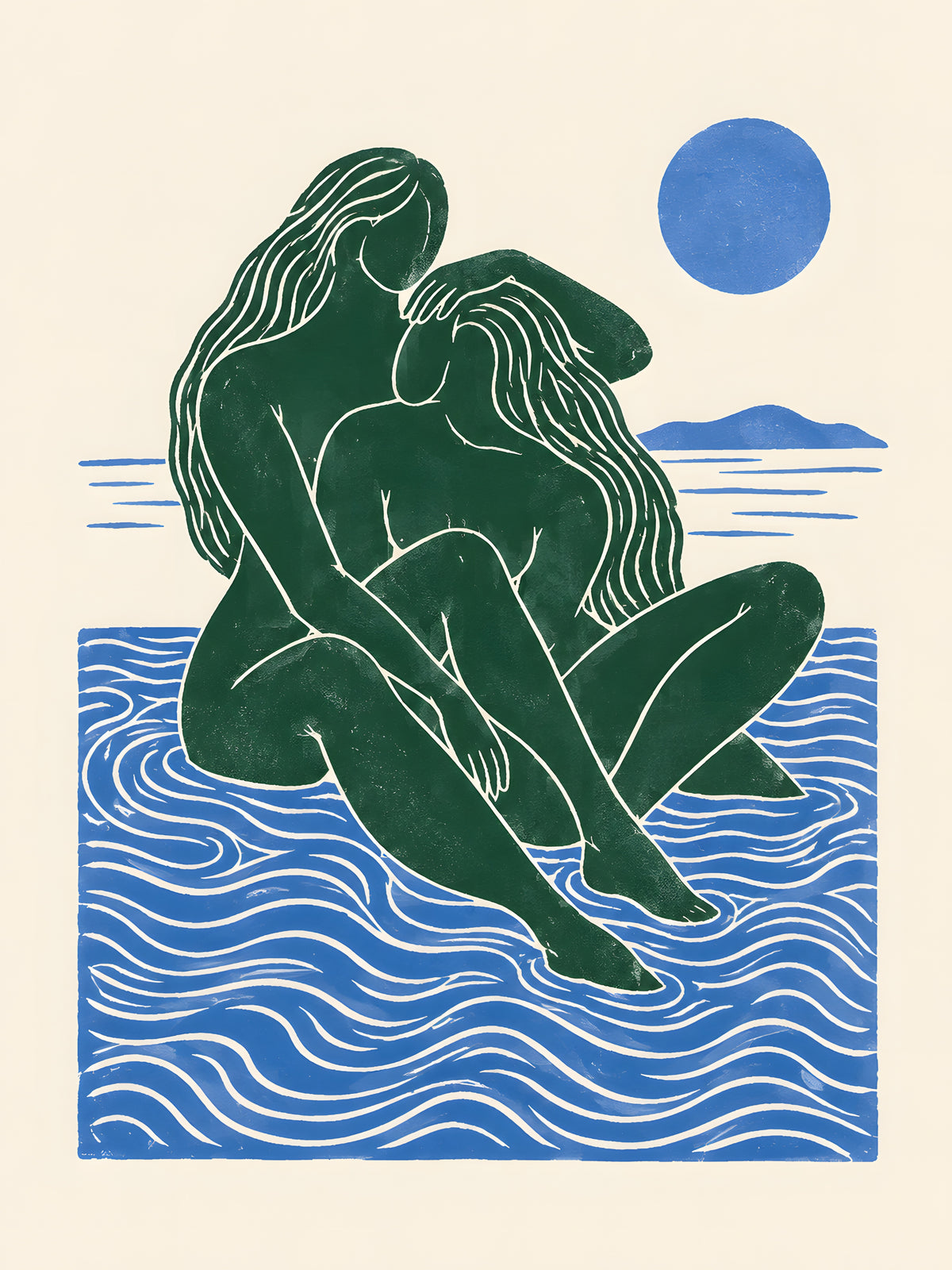 Yavr Johanssen - Entwined Swimmers in Blue Waters - original artwork